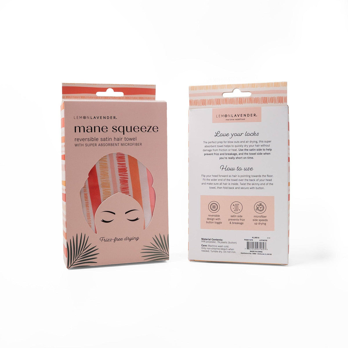 Lemon Lavender Mane Squeeze Reversible Satin Hair Towel product detail