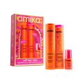 amika Soft Hair Stars set with Normcore shampoo and conditioner and Superfruit Star hair oil beside the gift box