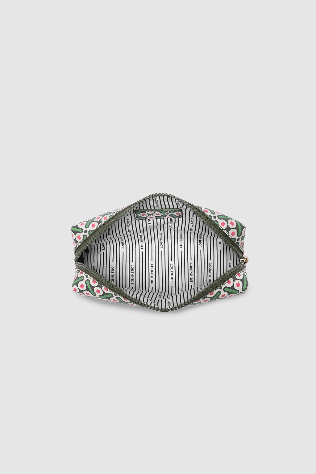 Louenhide Brianna makeup bag in olive with brush set
