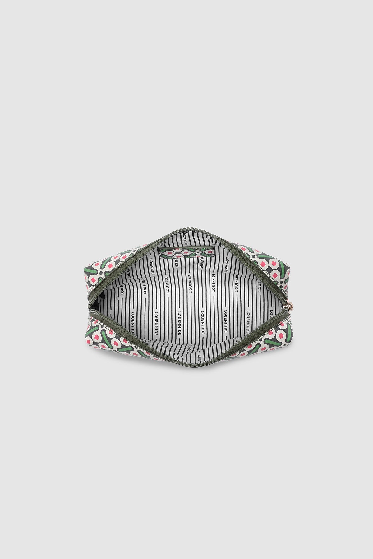 Louenhide Brianna makeup bag in olive with brush set