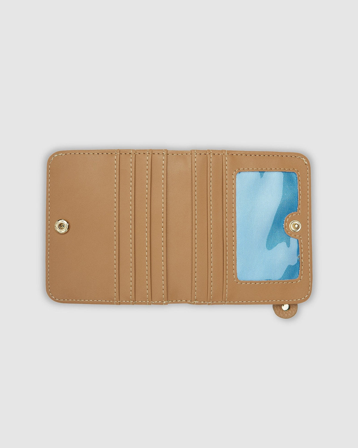 Louenhide Lily wallet in latte, open with card slots