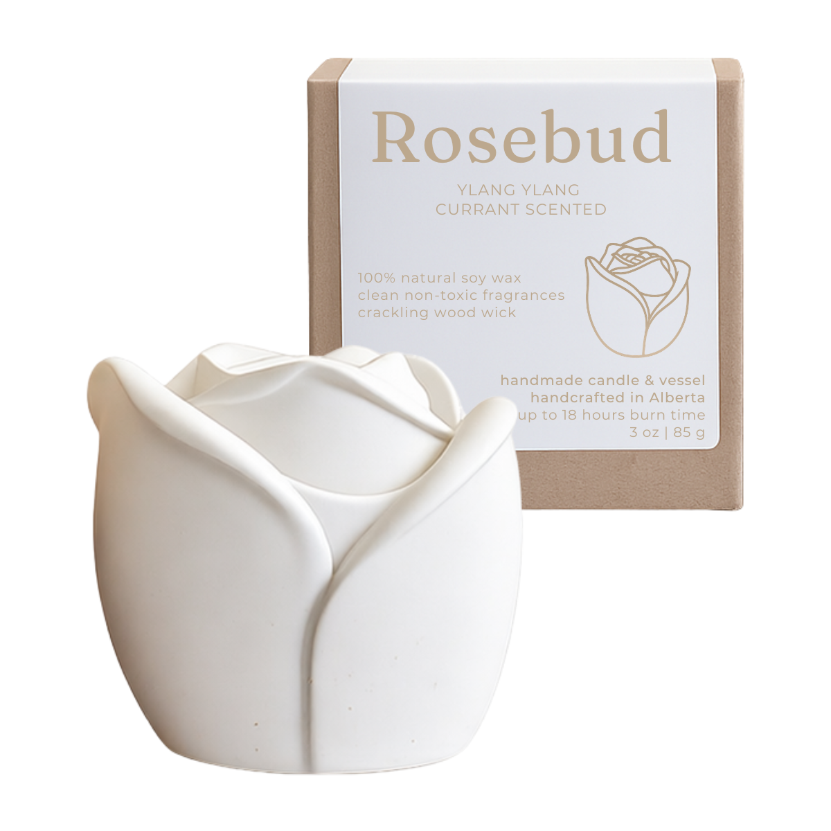 Rosebud wood wick soy candle by Studio Akiyo