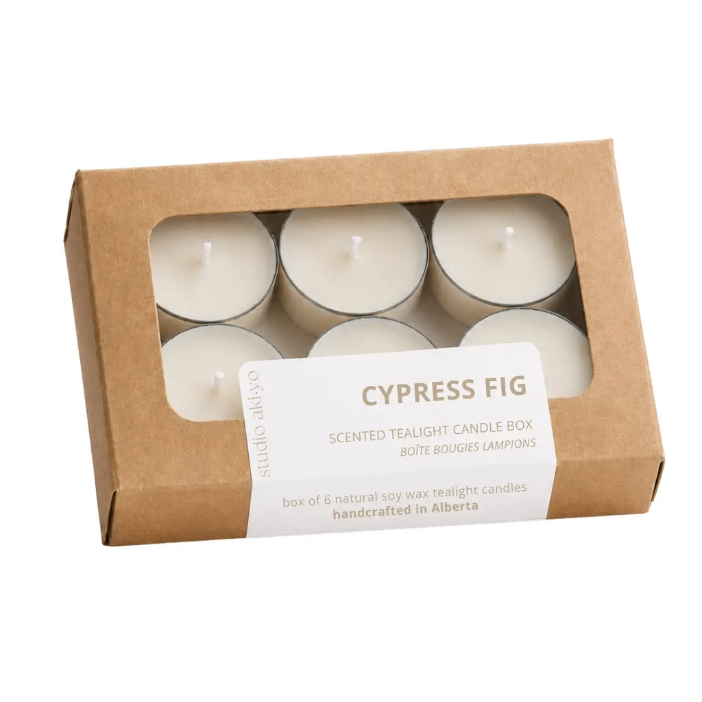 Studio Akiyo Cypress Fig tealight candle box of six