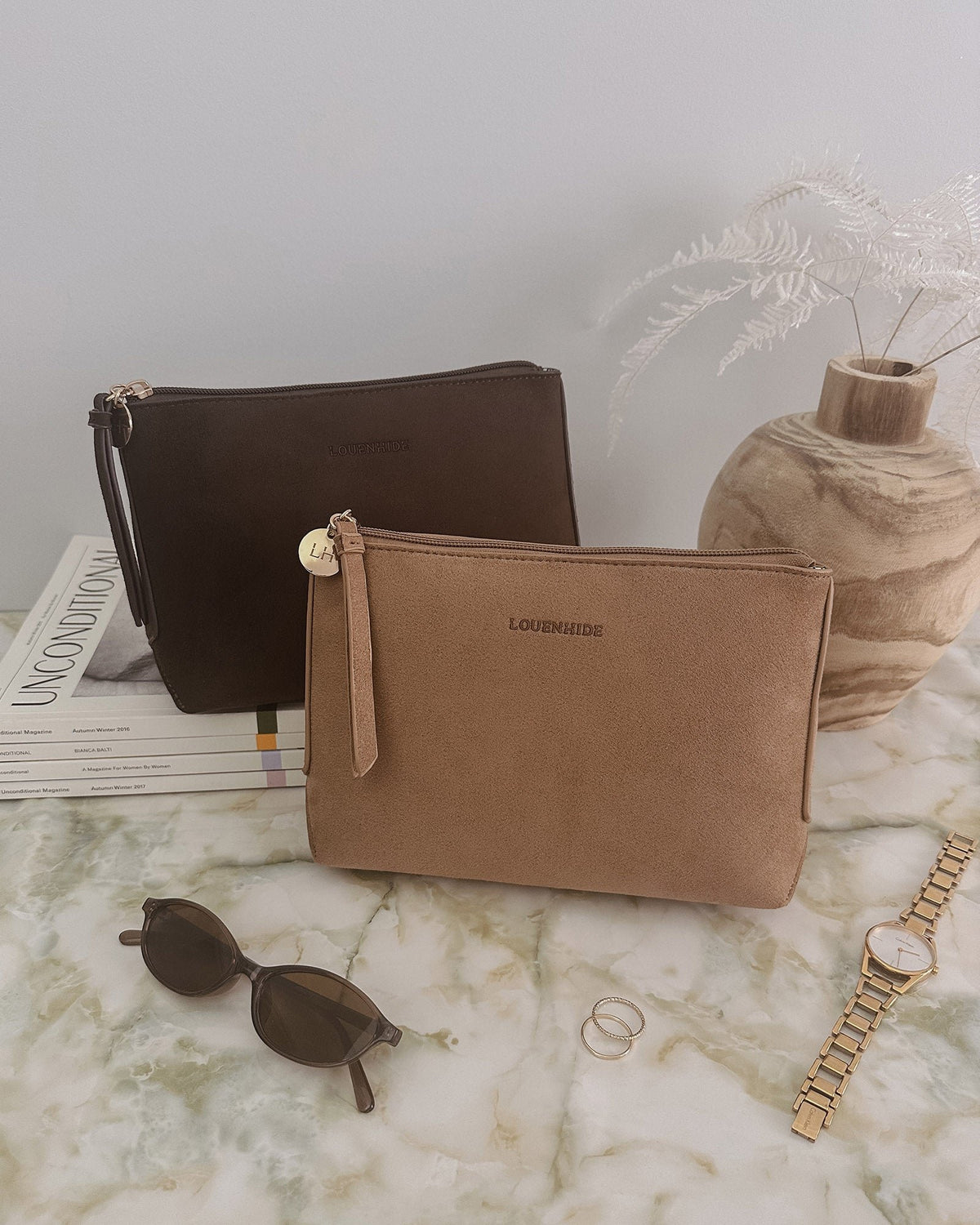 Louenhide Everyday Suede Pouch in Chocolate